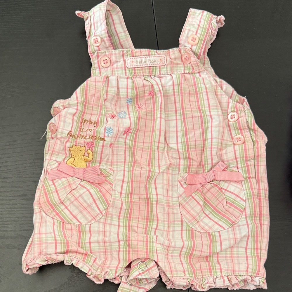 Pink Plaid Kids Overalls